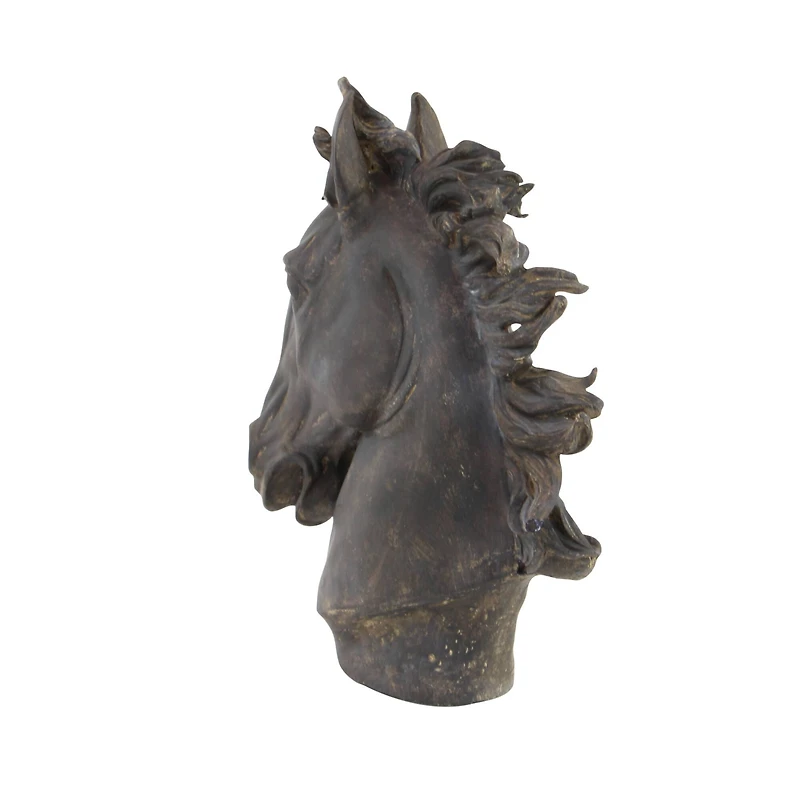 25" Brown Polystone Traditional Horse Sculpture