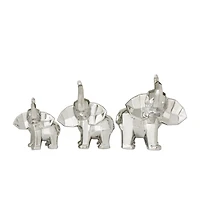 Silver Contemporary Elephant Sculpture Set