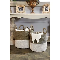 White Seagrass Contemporary Storage Basket Set