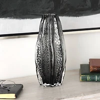 12" Black Ombre Wavy Abstract Glass Vase
