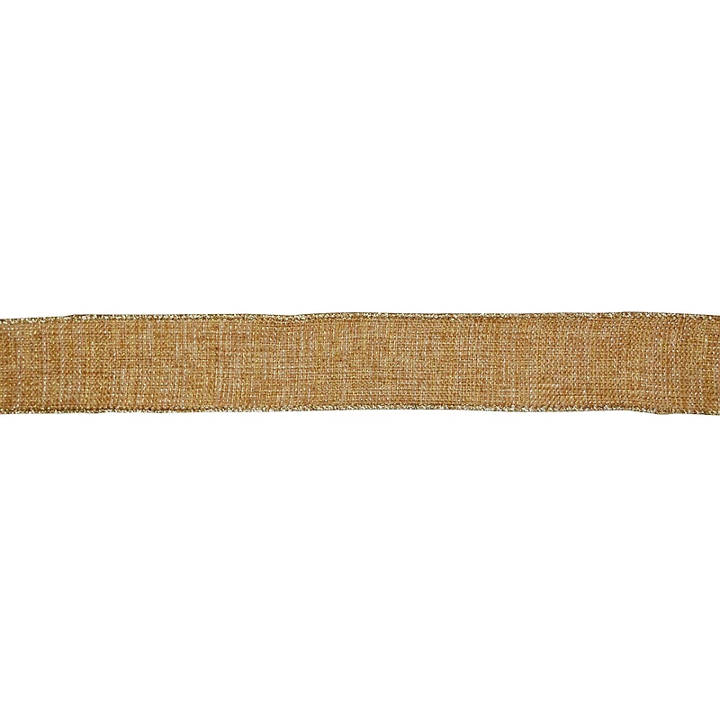 1.5" x 30ft. Gold Shimmer Wired Faux Linen Ribbon by Celebrate It®