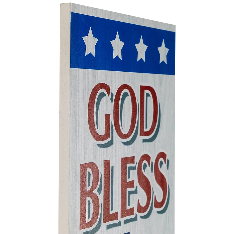 36" Stars & Stripes God Bless America Patriotic Wood Wall Sign