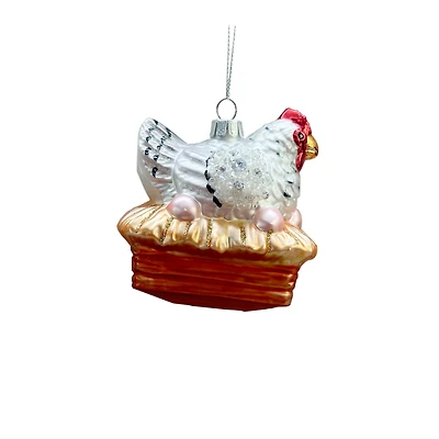 4.25" Hen on Eggs Glass Ornament by Ashland®