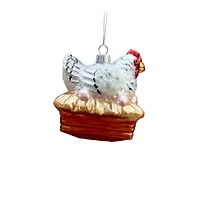 4.25" Hen on Eggs Glass Ornament by Ashland®