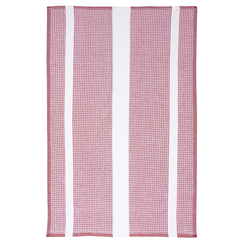MUkitchen Crimson Stripe Waffle Terry Cloth Towel
