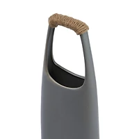 Hello Honey® Bloomingville 15.5" Gray Modern Stoneware Vase with Rattan Wrapped Handle