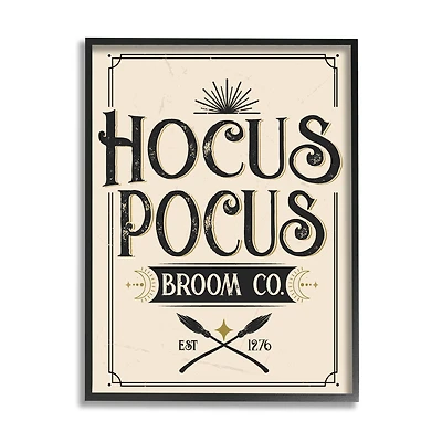 Stupell Industries Vintage Hocus Pocus Broom Sign Framed Giclée Art
