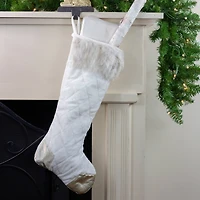 20.5" Quilted Velvet Cream Christmas Stocking