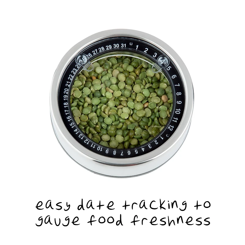 Honey Can Do Kitchen Glass Jar Set with Fresh Date Dials, 4ct.