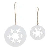 White Wood Snowflake Cut-Out Ornament (Set of 12)