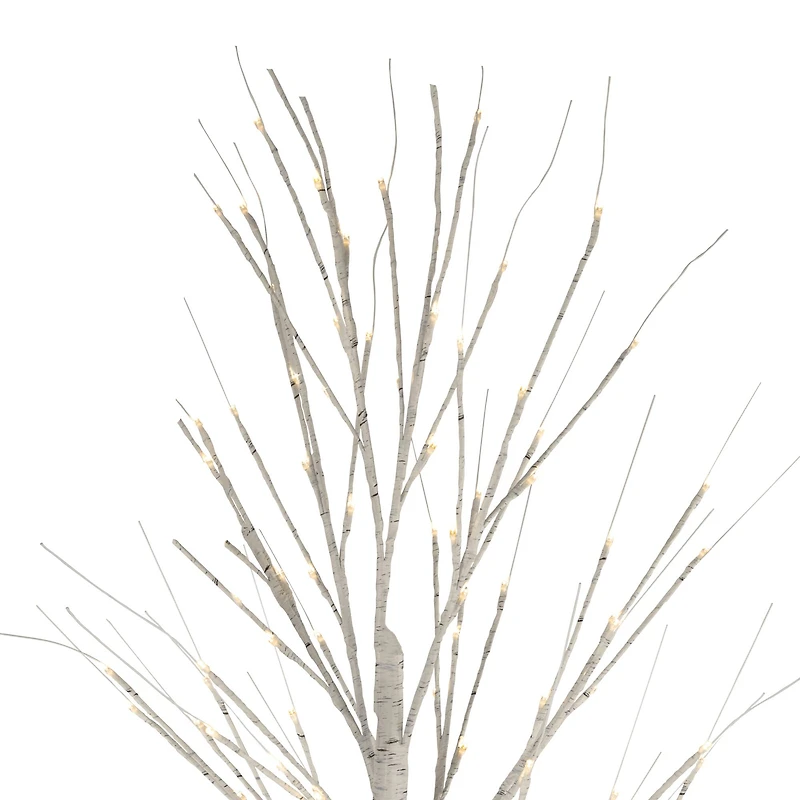 6ft. Pre-Lit White Twig Artificial Christmas Tree, Warm White LED Lights