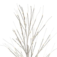 6ft. Pre-Lit White Twig Artificial Christmas Tree, Warm White LED Lights