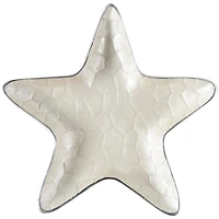 White & Silver Handmade Starfish Enameled Aluminum Decorative Bowl Set