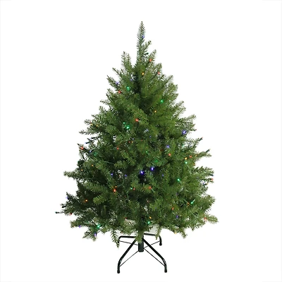 4ft. Pre-Lit Northern Pine Artificial Christmas Tree, Multicolor LED Lights