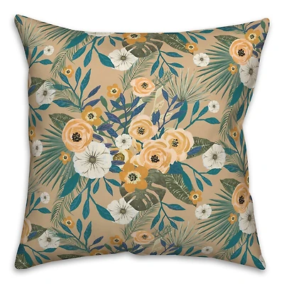 Tropical Floral Square Throw Pillow