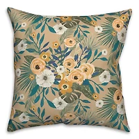 Tropical Floral Square Throw Pillow