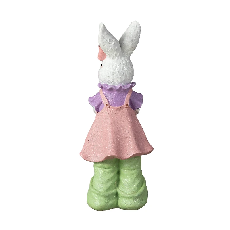 Glitzhome® 17.5" Easter Bunny Girl with Flower Basket Table Décor