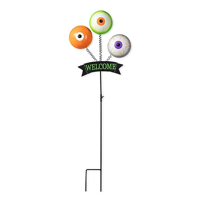 Glitzhome® 35.25" Halloween Metal "WELCOME" Spring Eyeballs Yard Stake