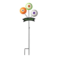 Glitzhome® 35.25" Halloween Metal "WELCOME" Spring Eyeballs Yard Stake
