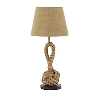 Brown Rope and Iron Rustic Table Lamp, 28" x 13" x 13"