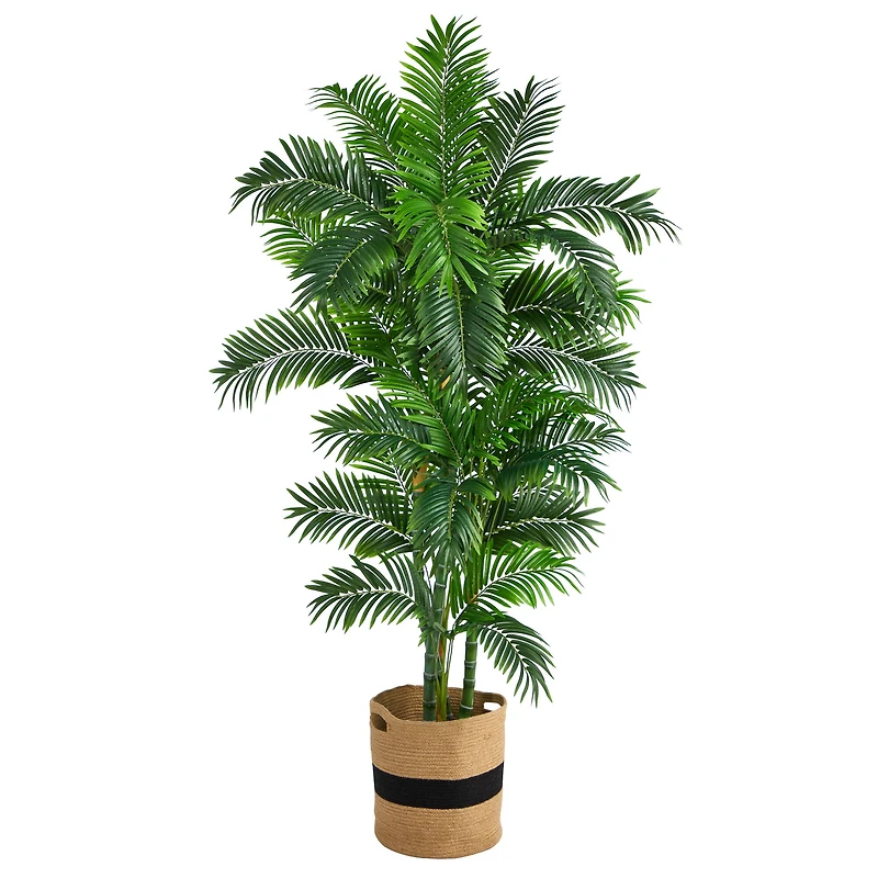 6ft. Curvy Parlor Artificial Palm Tree in Handmade Natural Cotton Planter