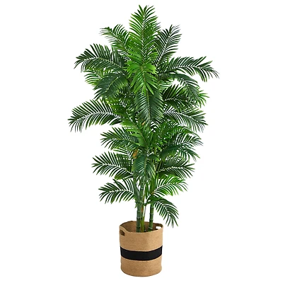 6ft. Curvy Parlor Artificial Palm Tree in Handmade Natural Cotton Planter