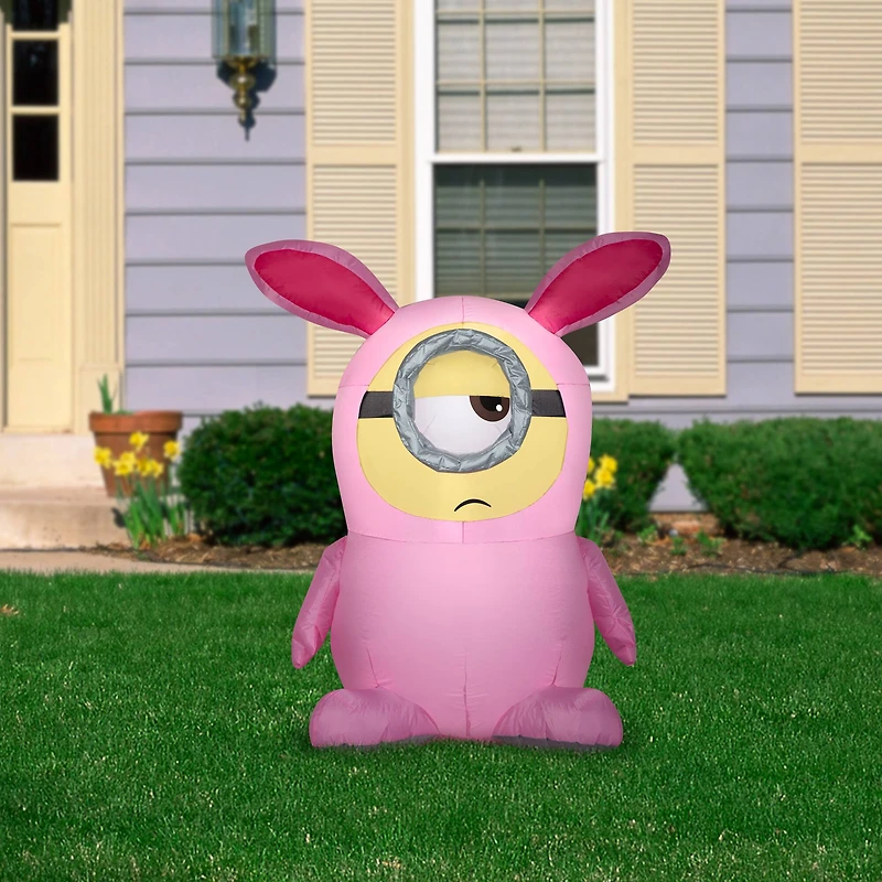 3.5ft. Airblown® Inflatable Easter Stuart in Pink Bunny Suit