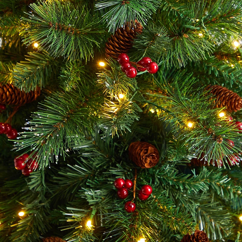 6ft. Pre-Lit Flat Back Montreal Mountain Pine Artificial Christmas Tree, White LED Lights