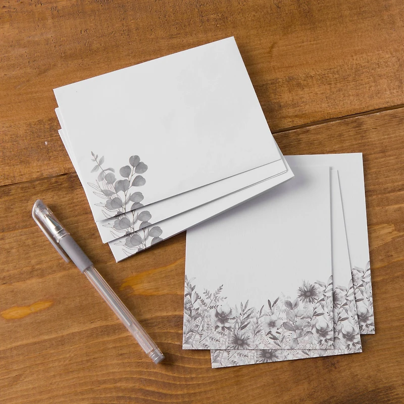 12 Packs: 40 ct. (480 total) 4.25" x 5.5" Black Floral Flat Cards & Envelopes by Recollections™