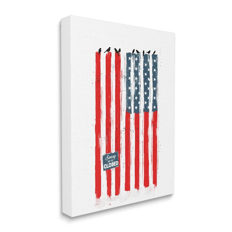 Stupell Industries American Flag Birds on Wall Political Statement Canvas Wall Art