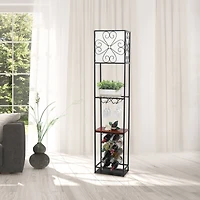 Elegant Designs™ 5ft. Black Organizer Storage Shelf and Wine Rack Floor Lamp