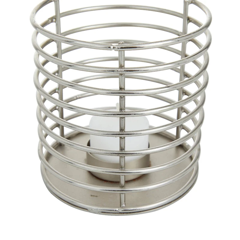 Set of 3 Silver Iron Modern Candle Holders, 4" x 4" x 4"