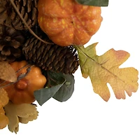13.5" Pumpkin & Pinecone Autumn Harvest Wreath