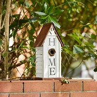 Glitzhome® 14.75" Distressed Wood HOME Birdhouse