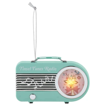 Miniature Teal Vintage Radio Ornament