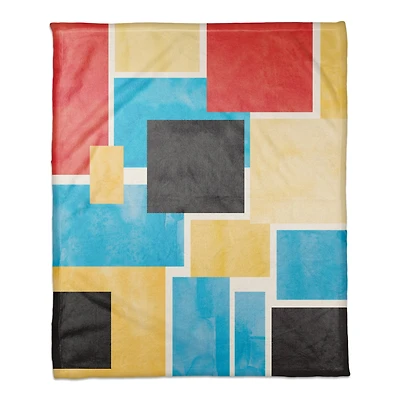 Colorful Primary Abstract I 50" x 60" Coral Fleece Blanket