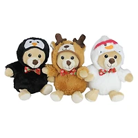 8" Teddy Bear Stuffed Animal Figures in Christmas Costumes