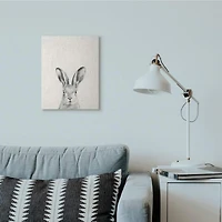 Stupell Industries Bunny Rabbit Portrait Grey Drawing Design Canvas Wall Art