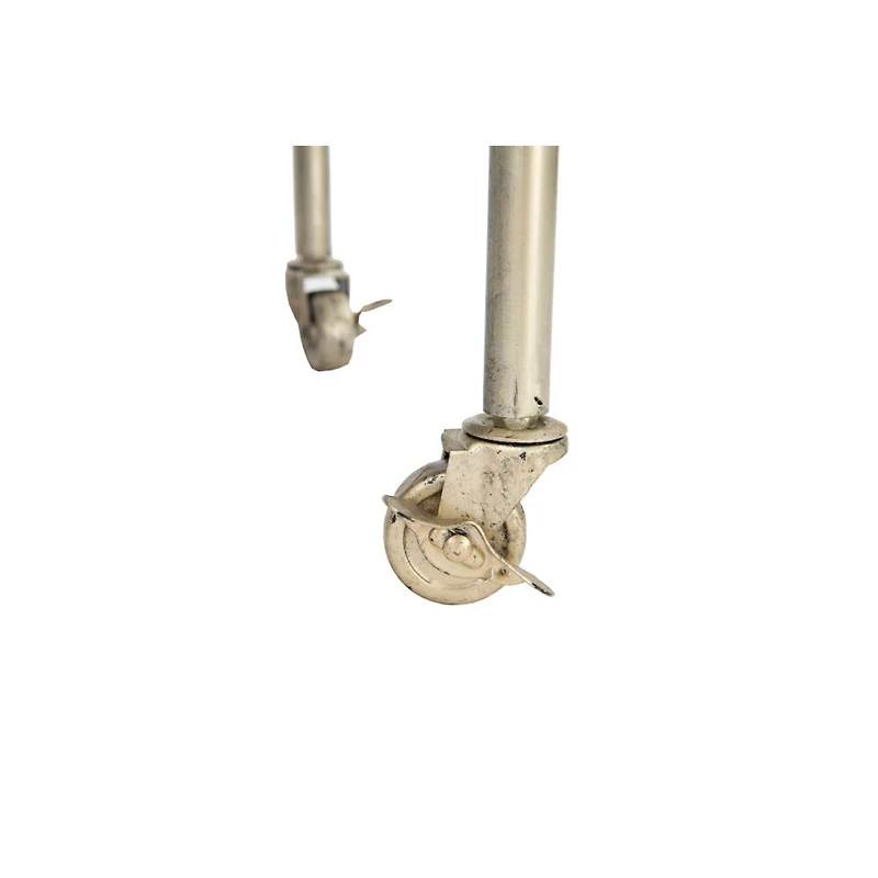 Hello Honey® 30" Beige 2-Tier Metal Bar Cart With Locking Caster Wheels