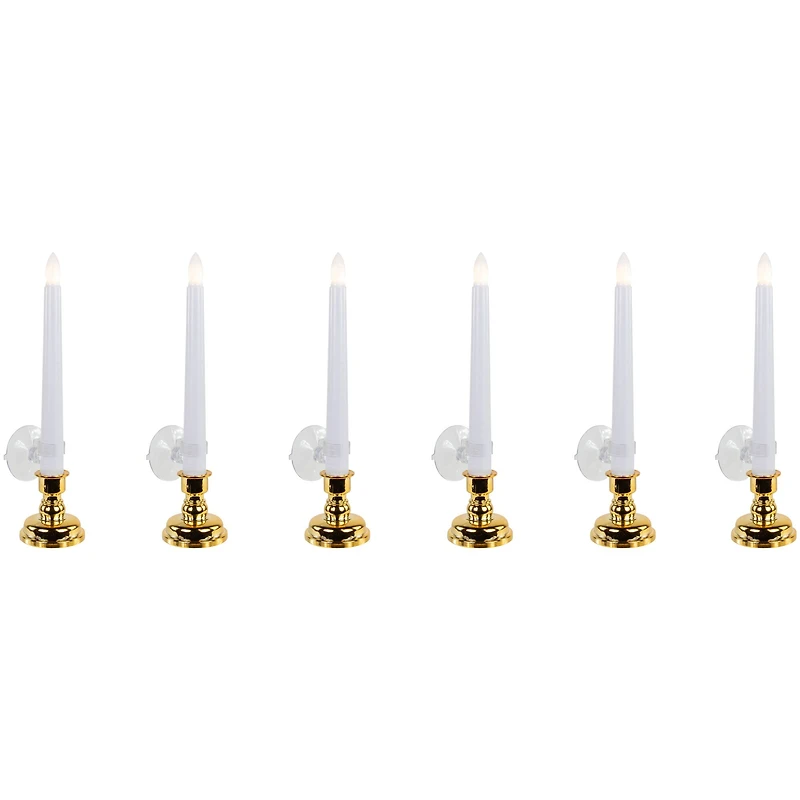 Single Light Window Candles with Remote and Timer - 10" - White - Set of 6
