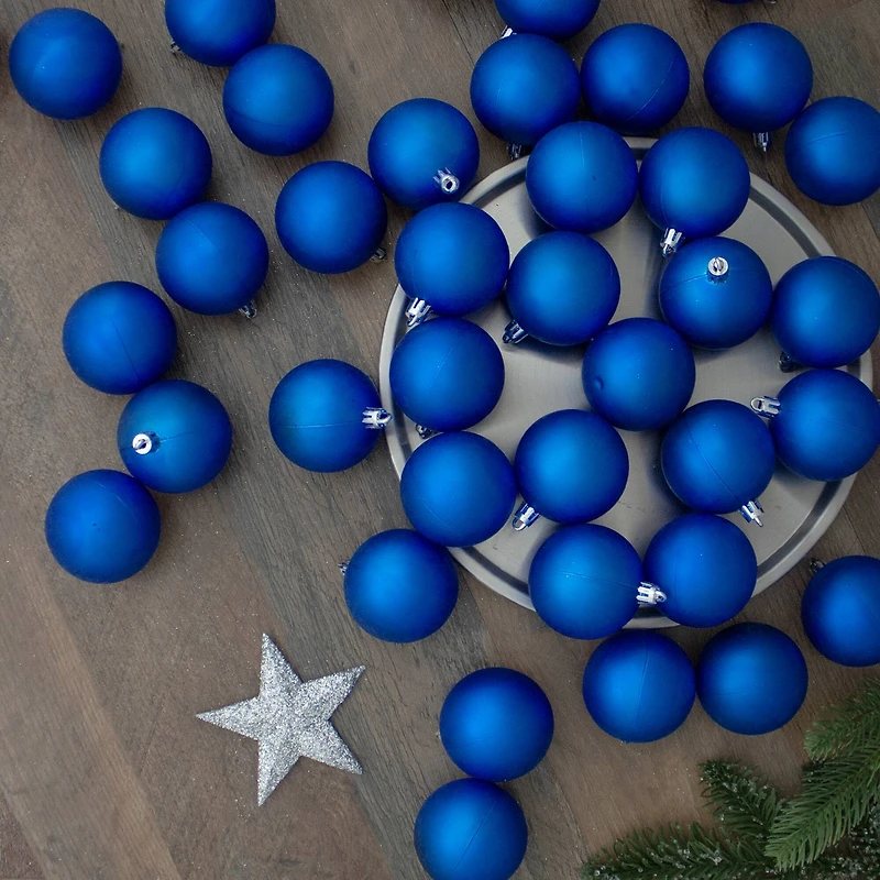 60ct Matte Lavish Blue Shatterproof Ball Ornaments