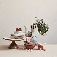 Hello Honey® 8" Round Bird & Ornament Print Stoneware Holiday Plates, 4ct.