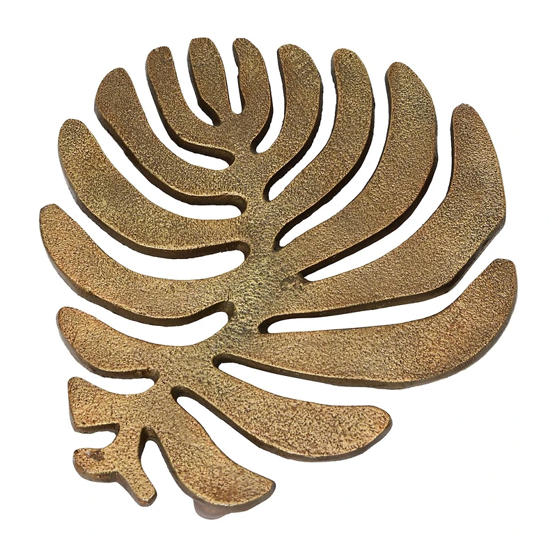 Hello Honey® 7" Brass Finish Cast Aluminum Leaf Trivet