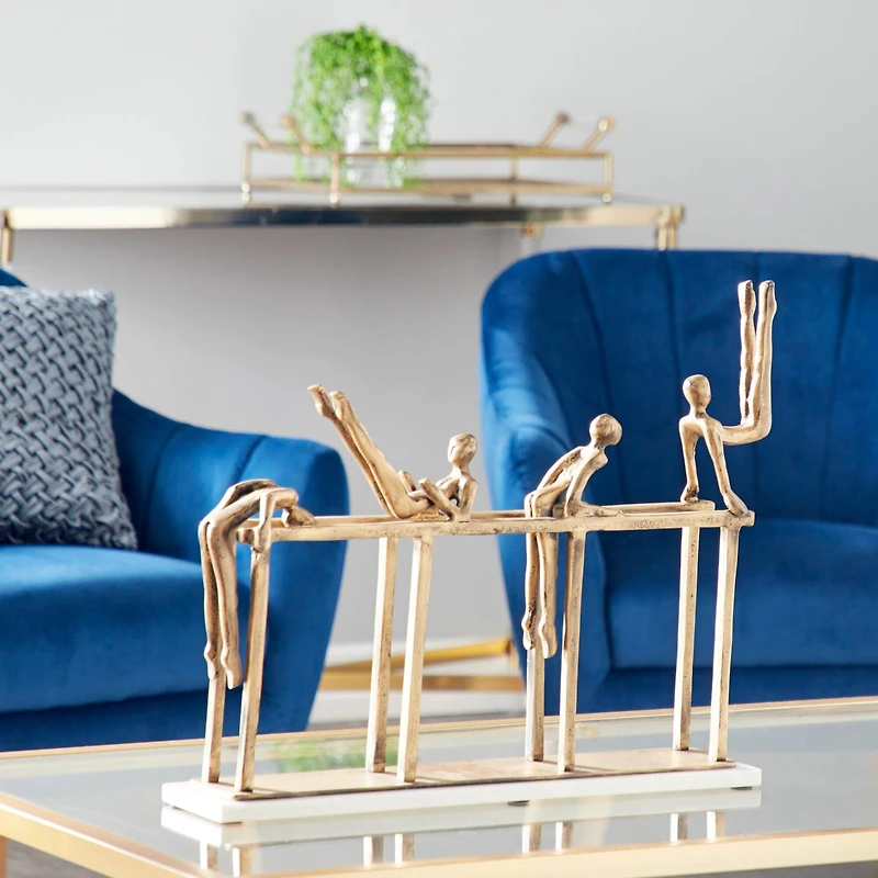 Gold Aluminum Modern Sculpture, Gymnastic 17" x 21" x 9"