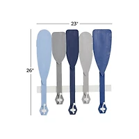 Blue Wood Coastal Wall Hook, 26" x 23" x 4"