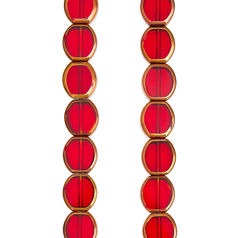 Ruby Table Cut Glass Lentil Beads, 10mm by Bead Landing™