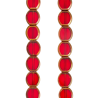 Ruby Table Cut Glass Lentil Beads, 10mm by Bead Landing™