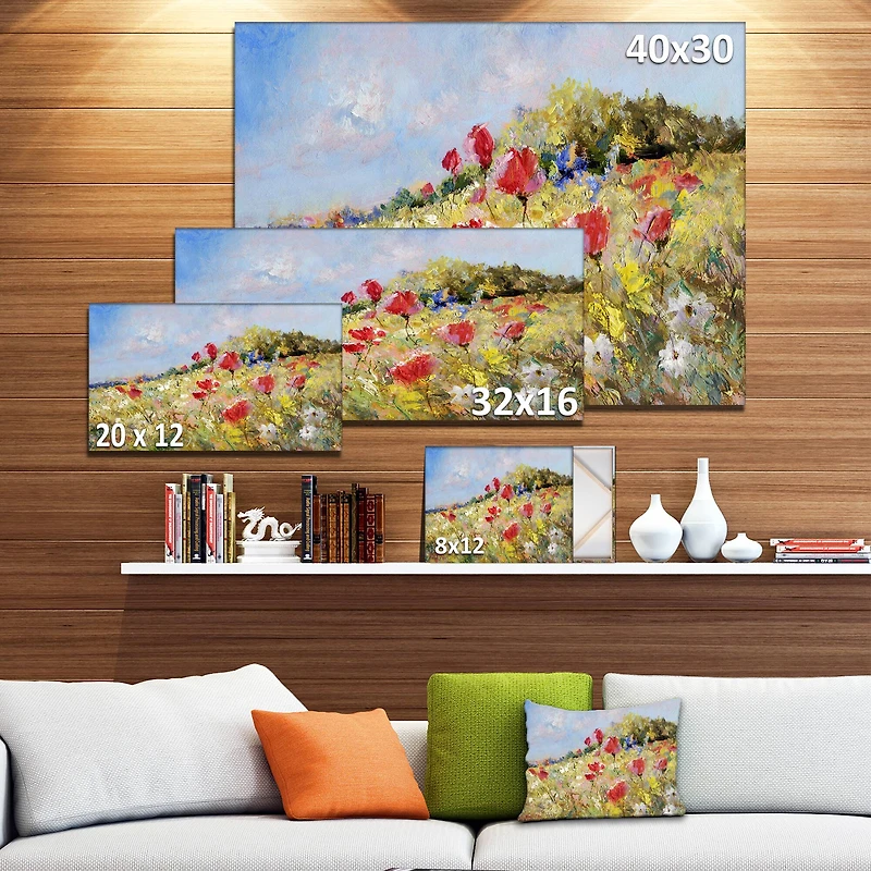 Designart - Painted Poppies on Summer Meadow