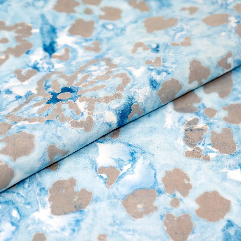 SINGER Batik Light Cyan Flower Cotton Fabric