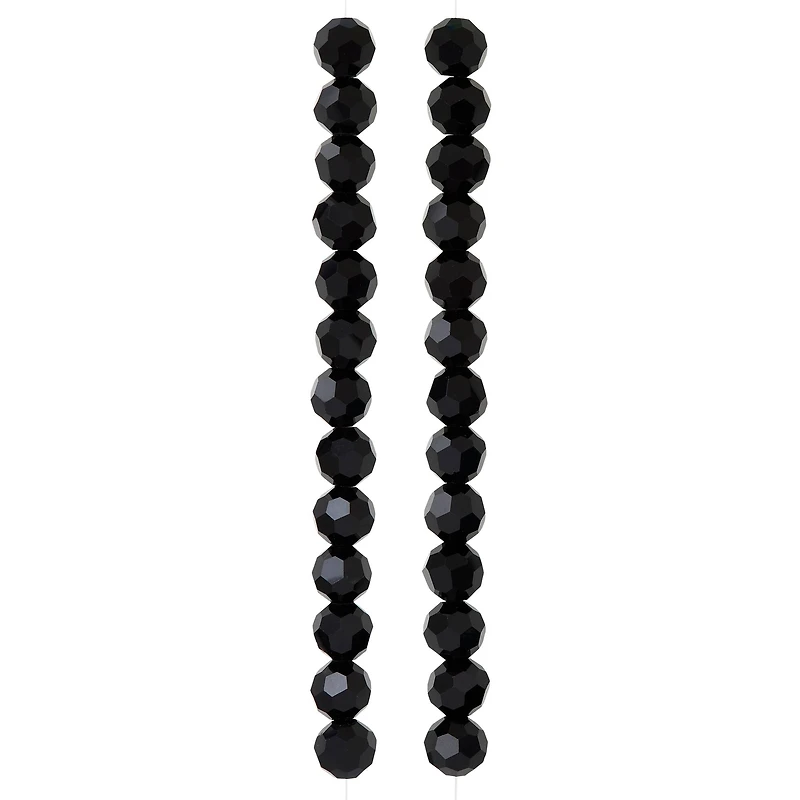 Black Glass Faceted Round Beads, 10mm by Bead Landing™